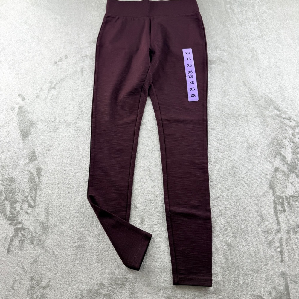 Matty M Women's XS Leggings Plum Burgundy Textured Stretch Pull On Pants 120PB06